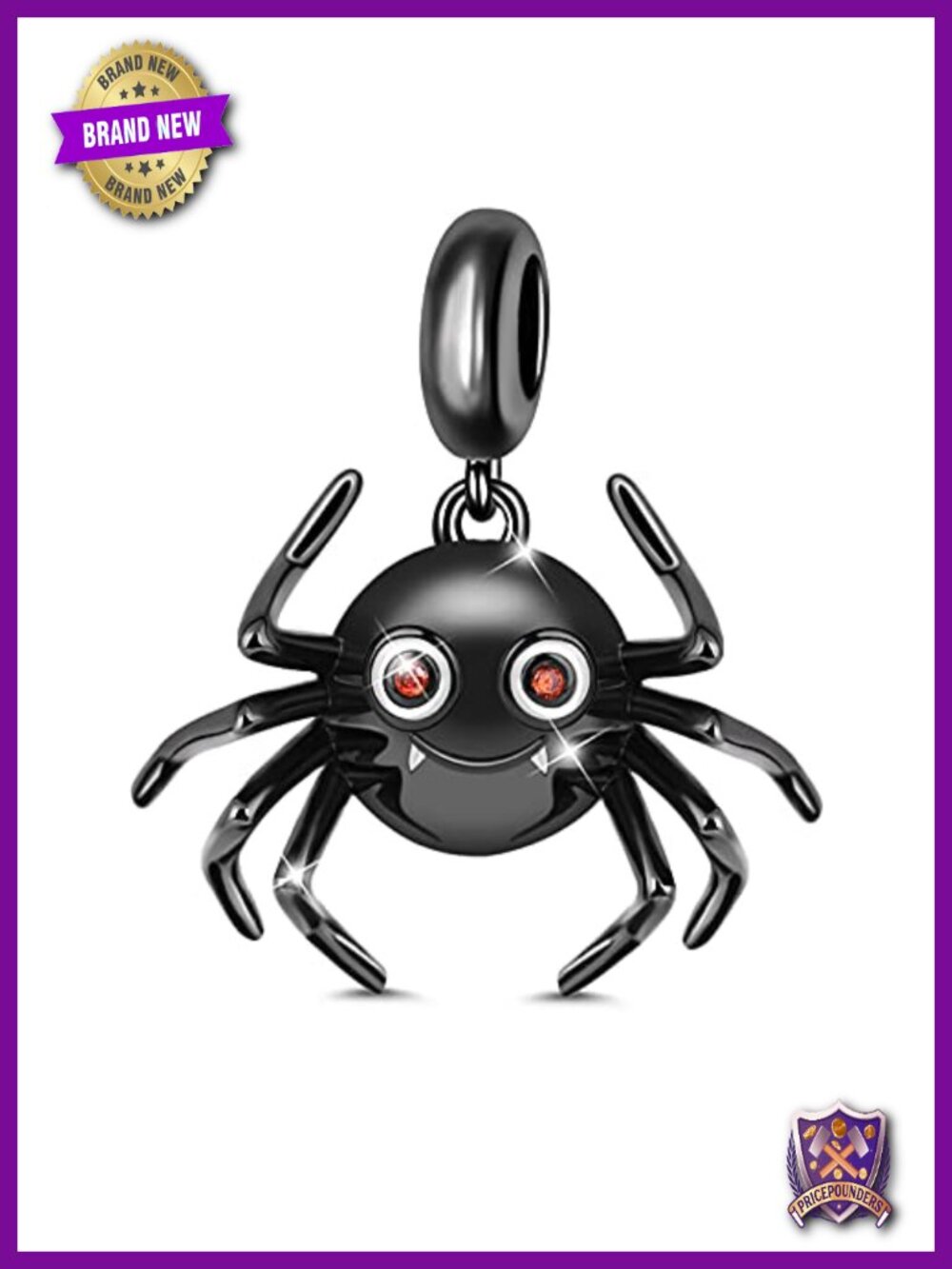 Sterling Silver Spider Dangle Charm Bead for Bracelets